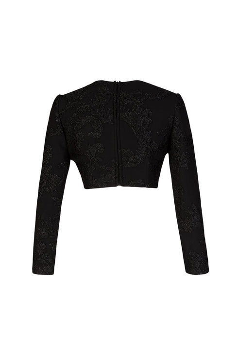 Embroidered Long Sleeve Crew Neck Top